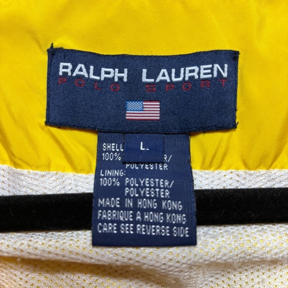 Vintage Ralph Lauren Jacket Mens Large Polo Sport 90s Windbreaker Yellow Zip Up - Picture 4 of 7